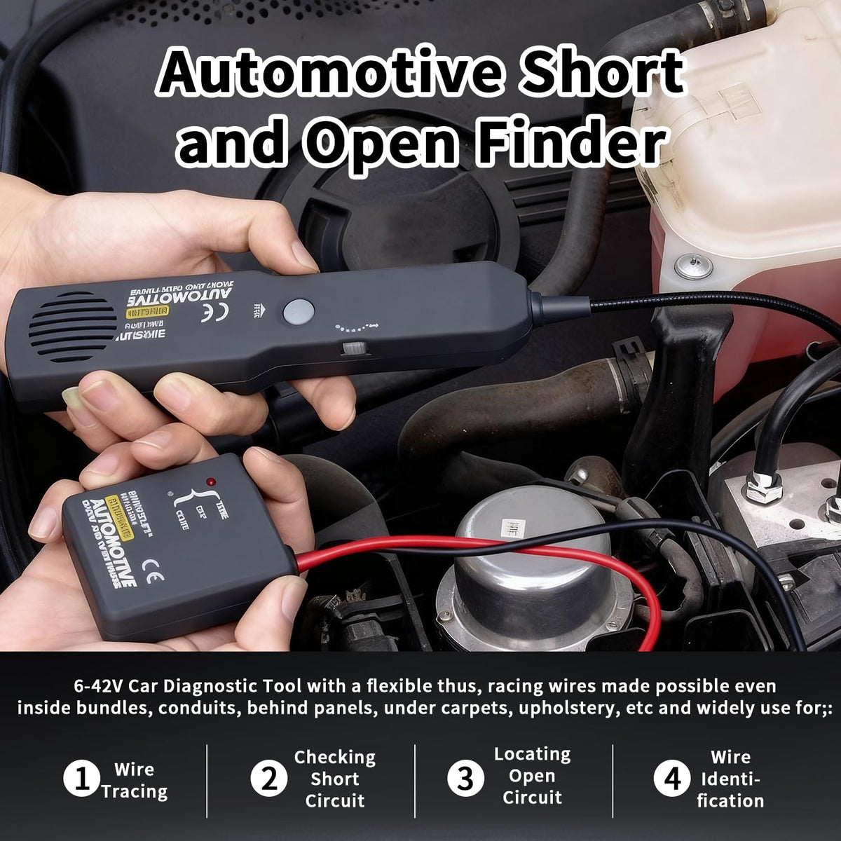 Cable Tracker Electrical, EM415 PRO Automotive Short & Open Finder, Wire Tracer with Flexible Probe, DC 6-42V Car Diagnostic Tool, Open Circuit Locator for Automotive Wiring Systems (No Battery)
