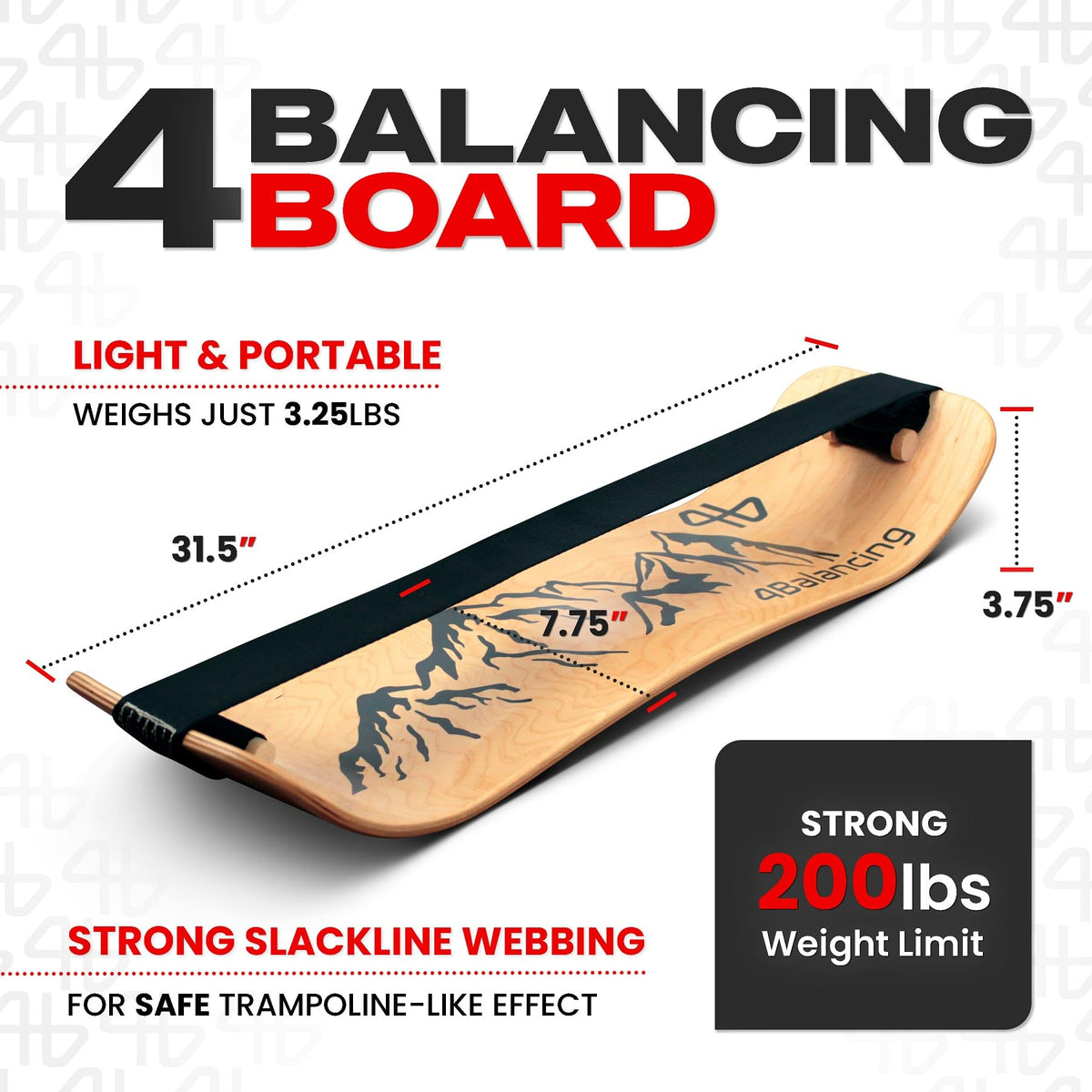 4Balancing Balance Board for Kids - Slackline Wooden Wobble Board
