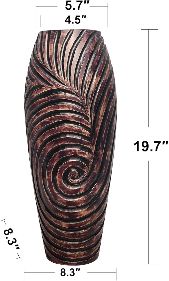Tall Floor Vase, Brown Vintage Home Decor Vases, 19.7 inch Resin Vase for Living Room Decoration, Fireplace, Entryway,Bedroom, Hotel, Patio Decoration