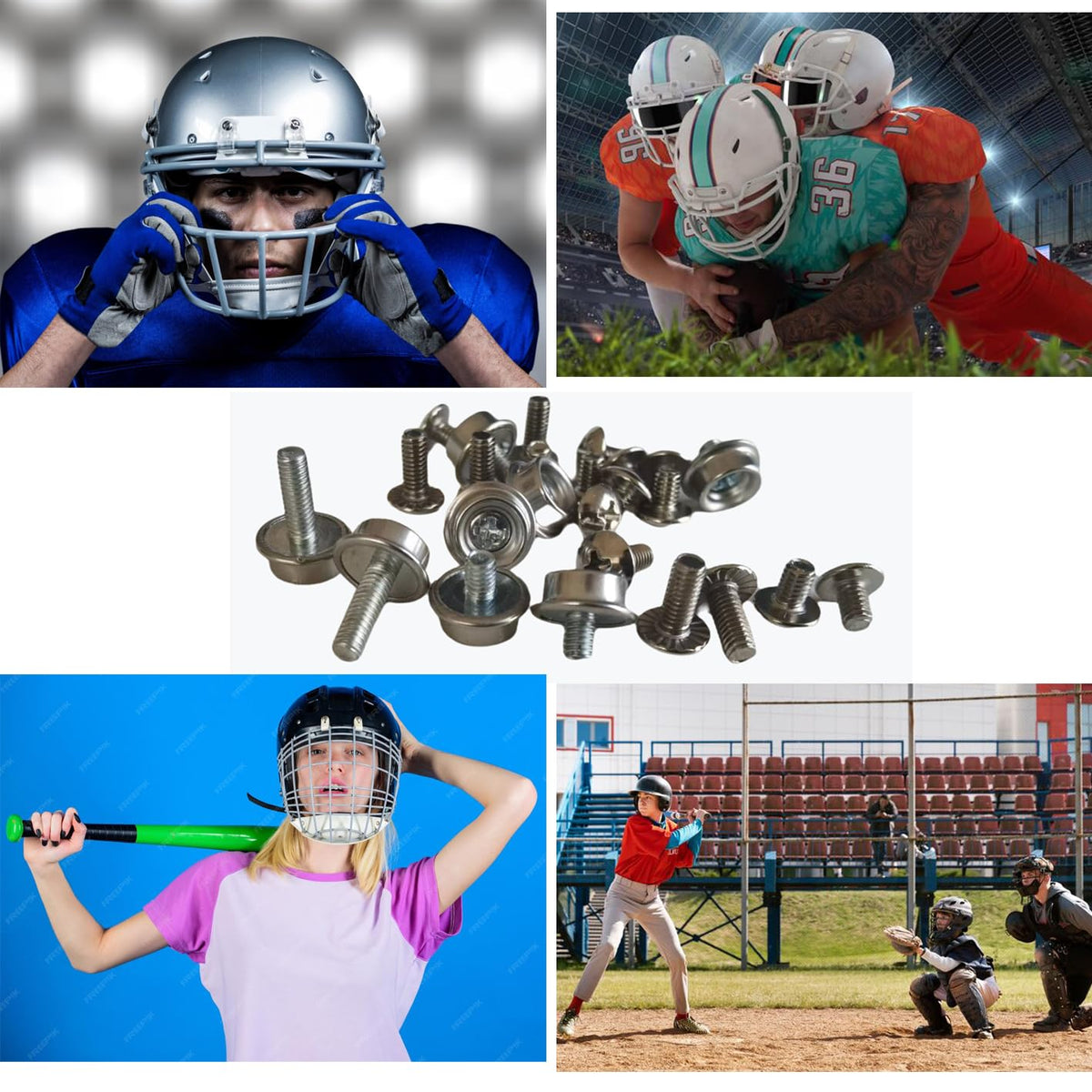 24 Pcs Helmet Mask Screw Kit, Football, Baseball, Hockey Repair Kit, Hardware Replacement Parts for Softball Face Mask Youth