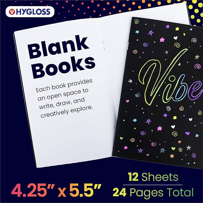 Hygloss Blank Books - Bulk 10 Pack – 4.25" x 5.5" A6 Black Paperback Blank Books for Kids to Write Stories, Doodle, Arts & Crafts – Plain Drawing Sketchbook, Unlined Journal, Notebook Without Lines