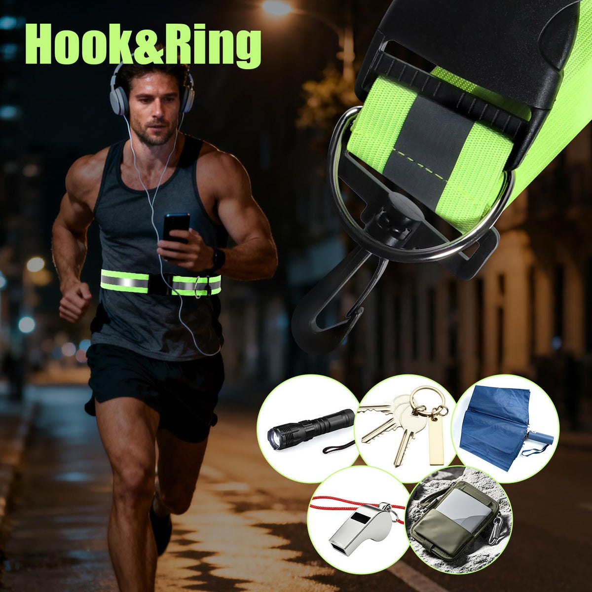 Alrhso Reflective Sash for Walking at Night, 3 Pcs High Visibility Reflective Running Gear Night, Adjustable Night-Walking Safety Gear for Men Women