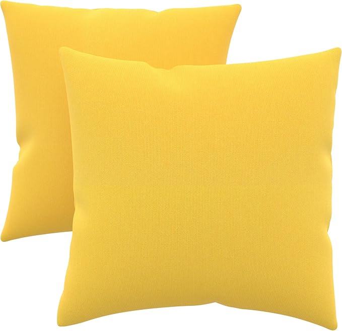 Covers & All Sunbrella Outdoor Throw Pillows, Pack of 2 Water Resistant & UV Fade Resistant Premium Square Throw Pillows (Inserts with Covers) for Indoor & Outdoor Use,20" x 20" Canvas Sunflower