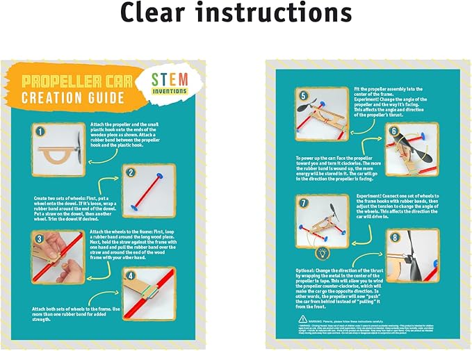 Rubber Band Propeller Car Kit (30 Pack) – DIY STEM Activity for Kids, Complete Science & Engineering Project for Kids, Classroom Bulk Set, Ages 8 and up
