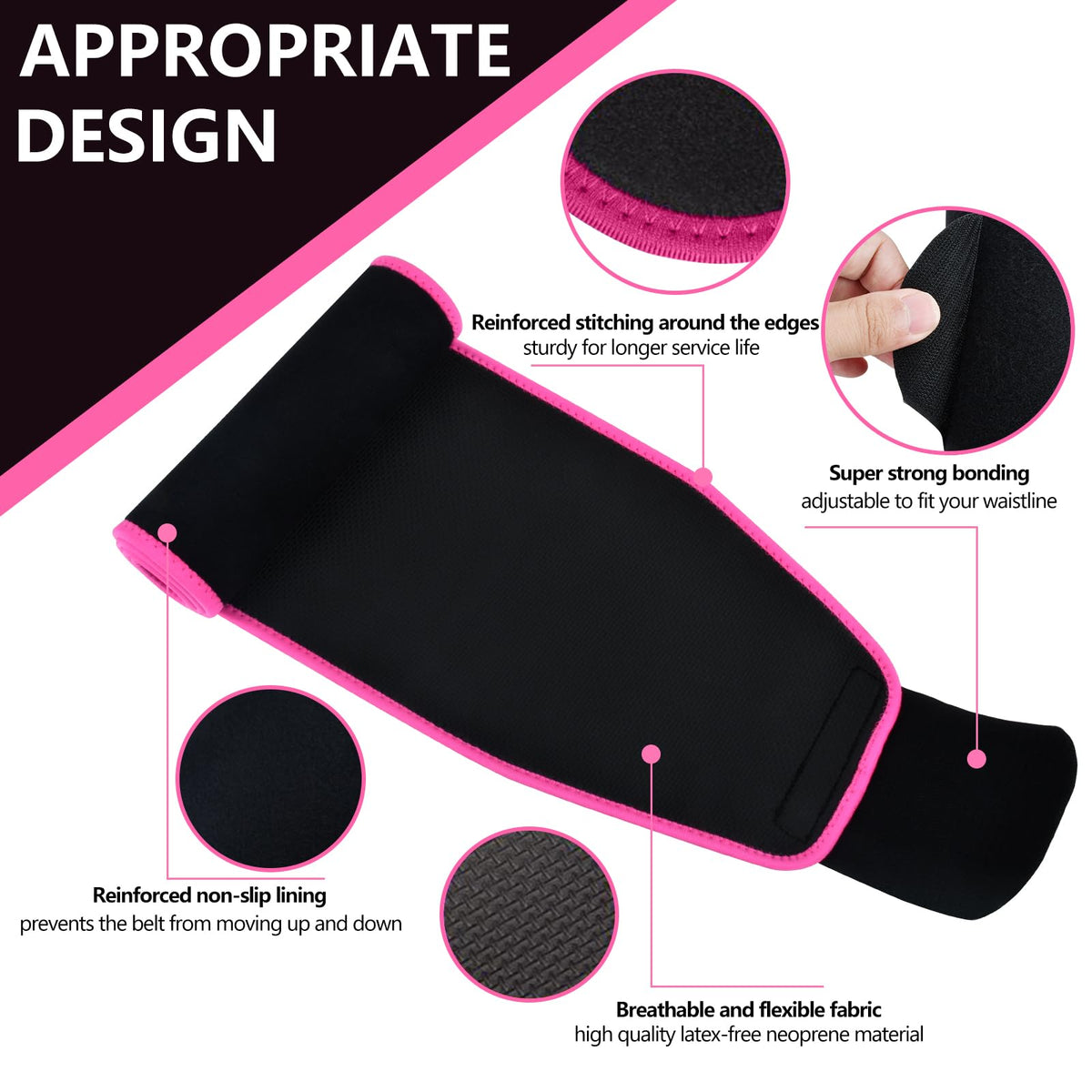 Lisacool Waist Trainer for Women Lower Belly Fat,Waist Sweat Band for Women,Belly Band Tummy Control & Workout Waist Trimmer Black/Pink