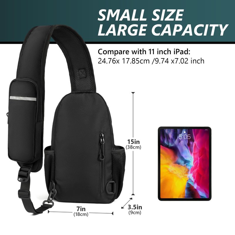 LarKoo CCW Sling Chest Bag - Tactical Crossbody Backpack for Concealed Carry with Hidden Holster Compartment | Mid-Zip Gun Pocket, Water-Resistant