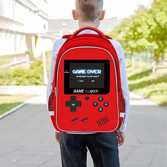 Backpack for School Boys,Gamer Boys Backpack for Elementary Middle School,Student Bookbag for Ages 6-18 Kids Children Teens,17″ Video Game Bookbag Travel Back Pack