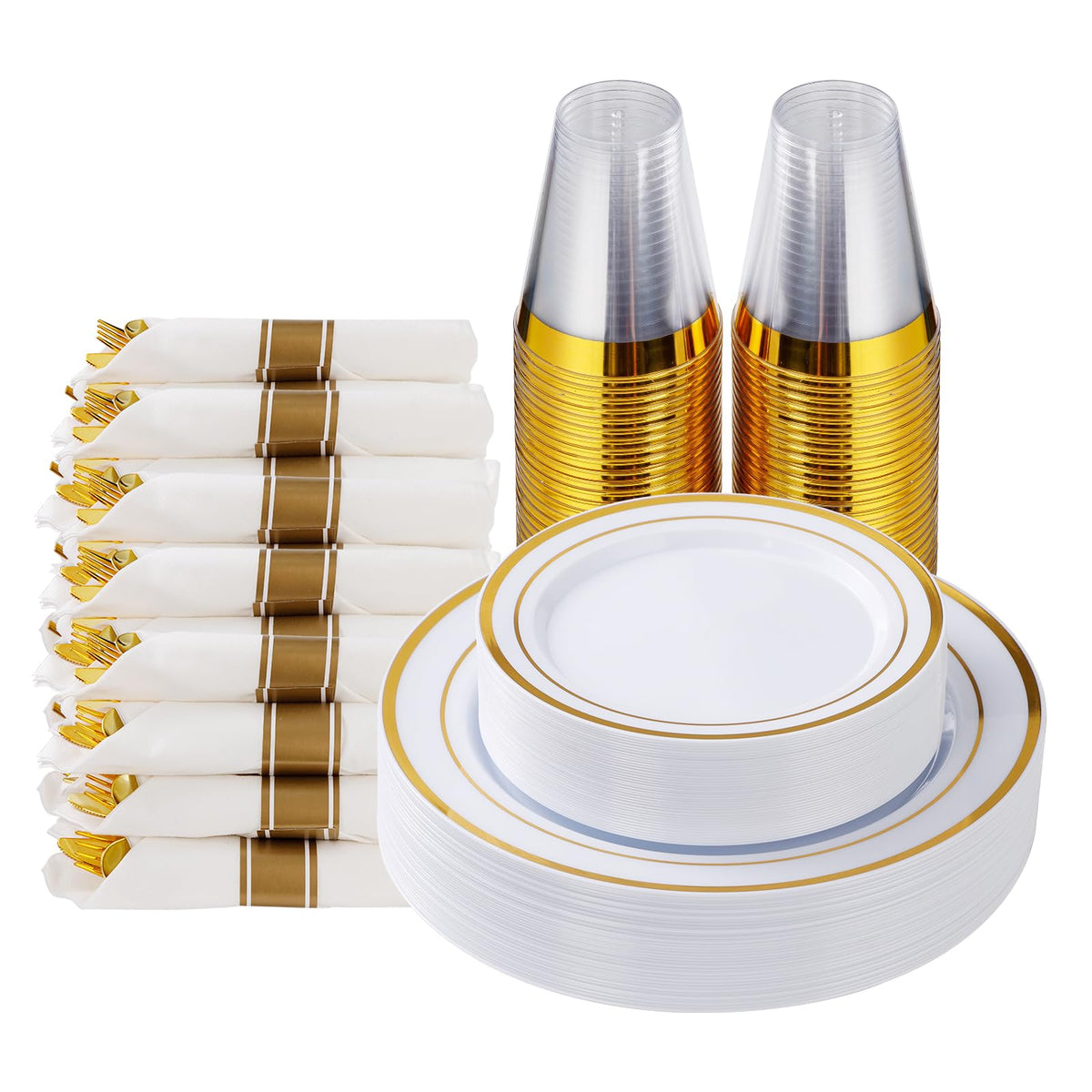 Goodluck 175 Piece Rose Gold Plastic Dinnerware Set for 25 Guests