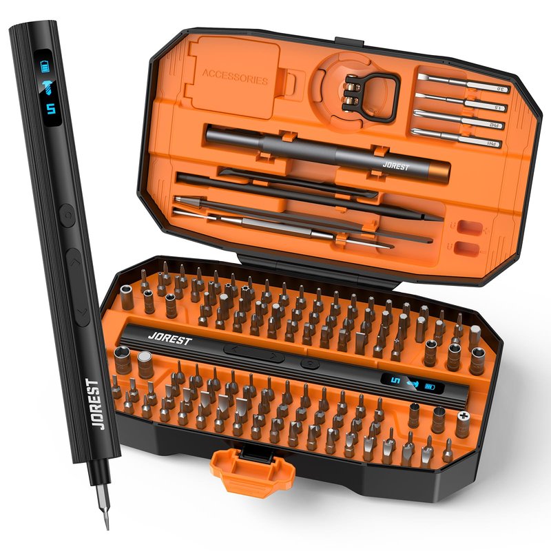 JOREST 155 in 1 Mini Electric Screwdriver Cordless, Precision Power Screwdriver Set, 5 Torque Levels (Max 0.75N.m), Gifts for Men, Magnetic Repair Tool Kit for iPhone, PC, Laptop, PS4 PS5, Xbox, Watch