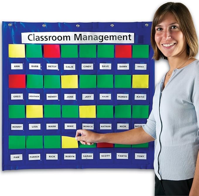 Learning Resources Junior Organization Station Pocket Chart - Pocket Chart for Classroom, Attendance and Schedule Charts for Class Management, Classroom Jobs with Cards