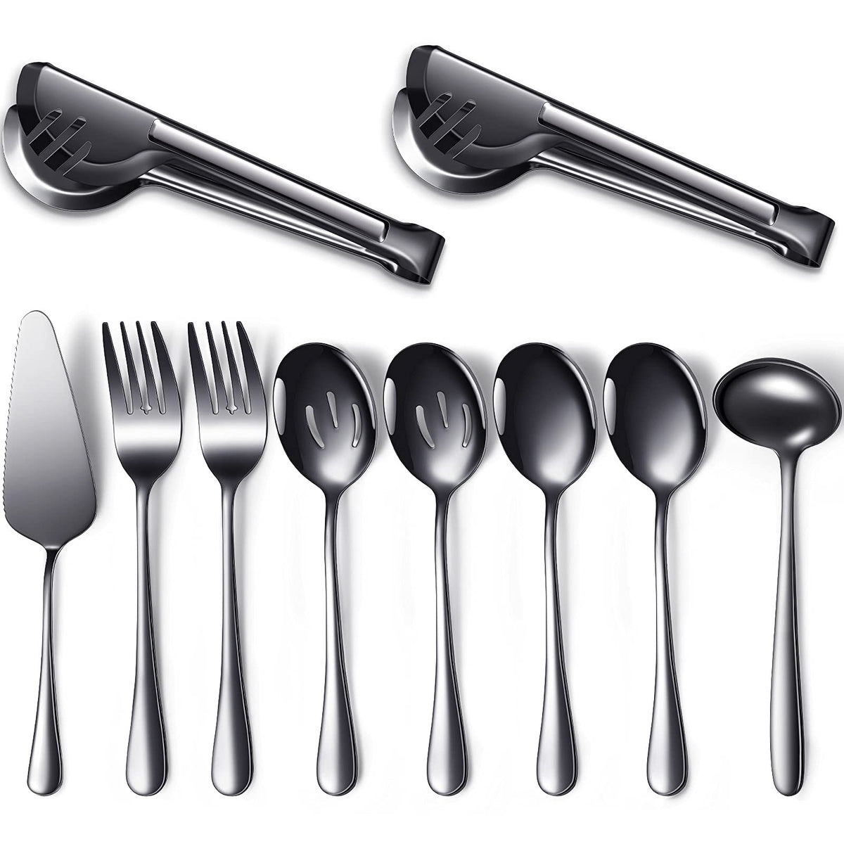 Patelai Serving Utensils Set, Black, 10 Pieces