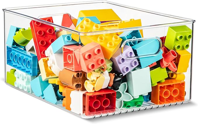 primebox 2 Pack Clear Plastic Organizer Bins with Handles for Home Organization. Storage Containers for Organizing Fridge, Freezer, Cabinet. Pantry, Great for Kitchen, Garage, Laundry Room. 10"x8"x5"