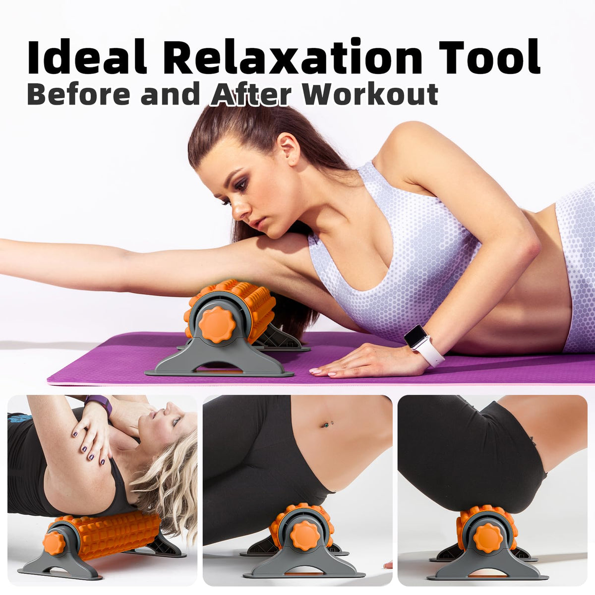 XL IT Band Firm Foam Roller with Resistance Holder - 17 inches - Exercise Roller for IT Band Issues, Deep Tissue Muscle Massage, Muscle and Back Roller for Fitness, Gym Equipment (Orange)