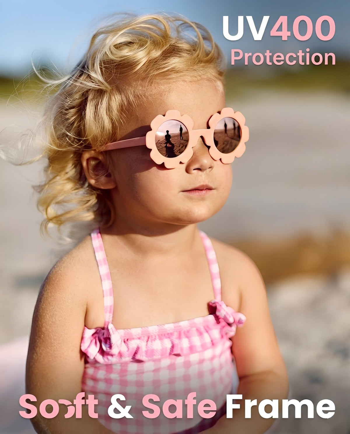 GLARDEFE Polarized Baby Sunglasses with Strap - Unbreakable Infant Flowers Sunglasses for Newborn Girls Boys Age 0-12 Months(White/Red Mirror + Pink/Pink Mirror + Beige/Brown)