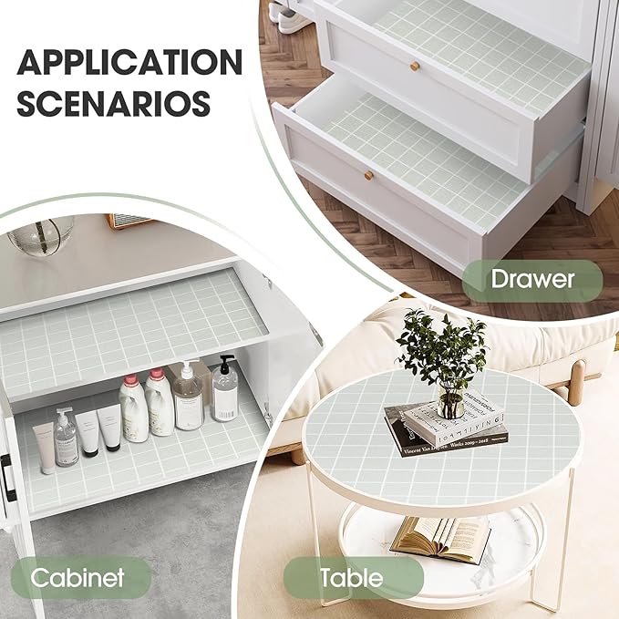 Beautysaid Shelf and Drawer Liner for Kitchen Cabinet, Non Adhesive Non Slip Shelf Paper Waterproof Washable Thickened for Dresser Pantry Shelve Bathroom Protector Liner(Light Green,12 in x 30 FT)