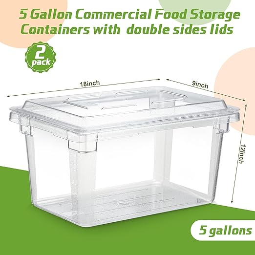 LOYIM 2 Pack 5 Gallon Polycarbonate Food Storage Containers with Lids
