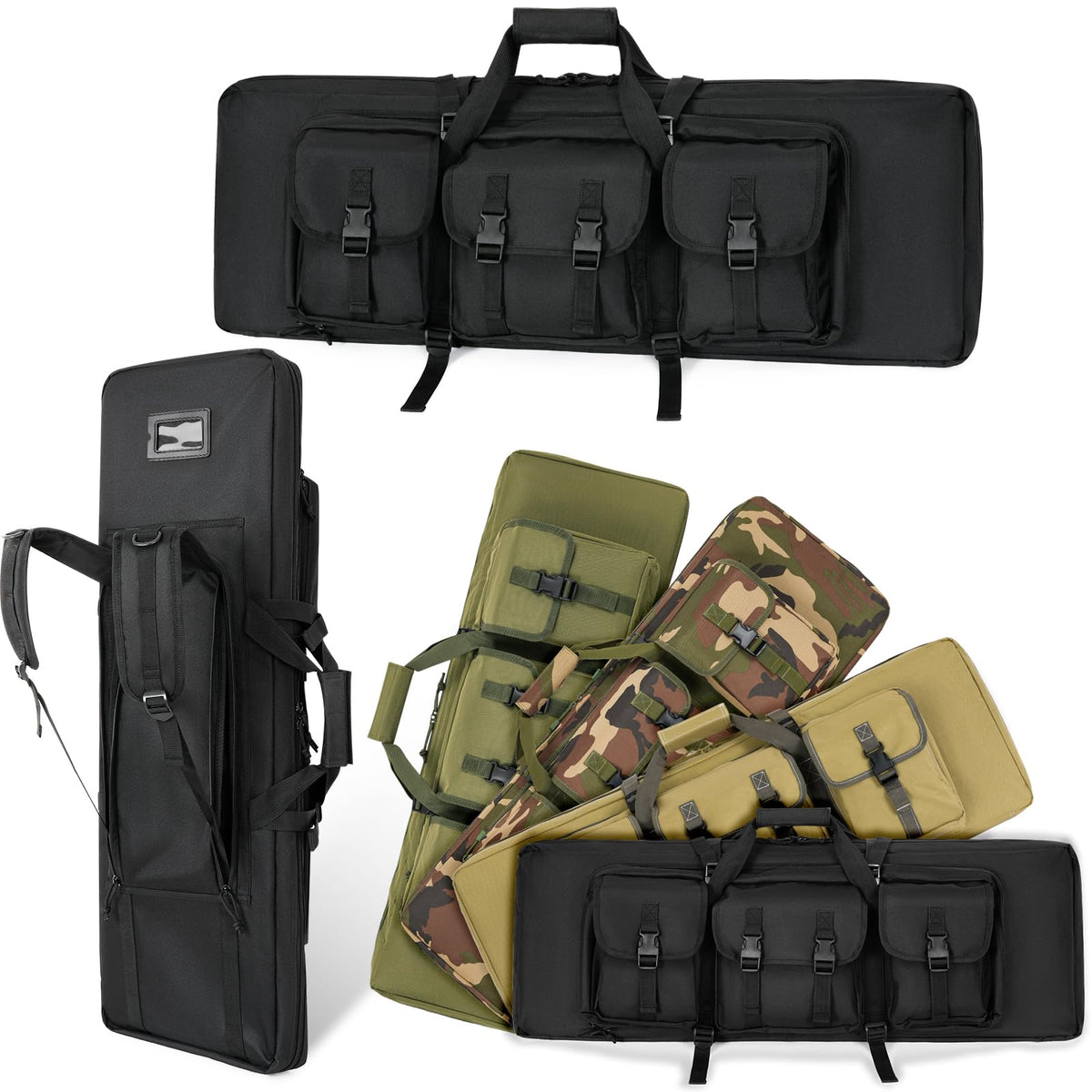 DULCE DOM 42 inch Double Rifle Case Soft Bag Gun Case, Perfect for Rifle Pistol Firearm Storage and Transportation, All Around Shooting Range Tactical Rifle Backpack, Indoor Outdoor