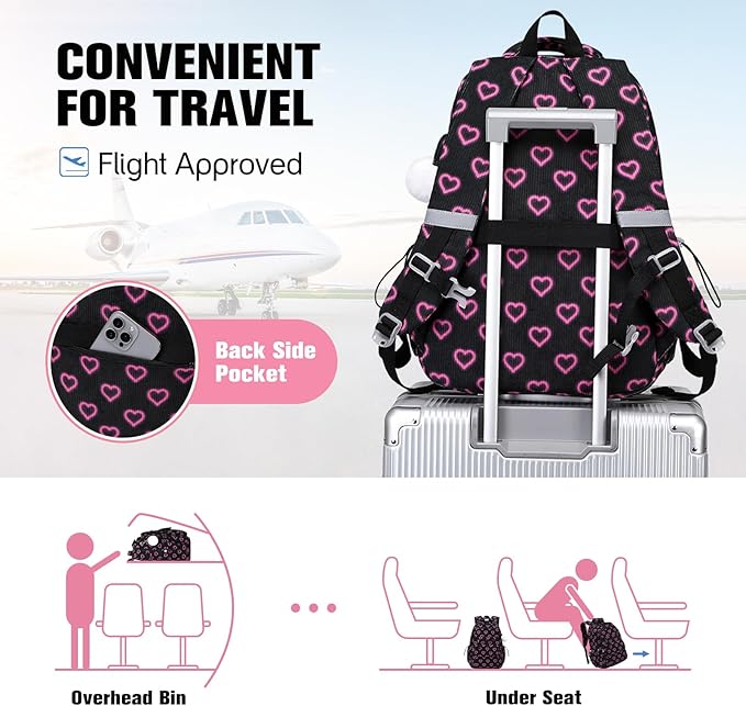 Bevalsa Backpack for Gilrs, 3PCS Corduroy Kids Backpack Set with Lunch Box & Pencil Pouch, Bookbag Daypack Laptop Bag for Women Teens Elementary Middle High School