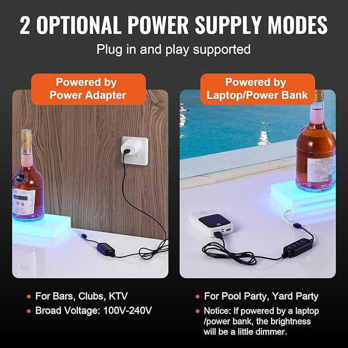 VEVOR LED Lighted Liquor Bottle Display, 1 Tier 40 Inch Wall Mounted Whiskey Rack Stand, 1 Step Commercial Illuminated Home Bar Shelf, Acrylic Drinks Light Shelves with RF Remote & App Control