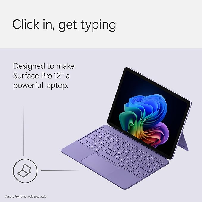 Microsoft Surface Pro Keyboard for Surface Pro 12" Device, Keyboard Only, Alcantara Material, Violet
