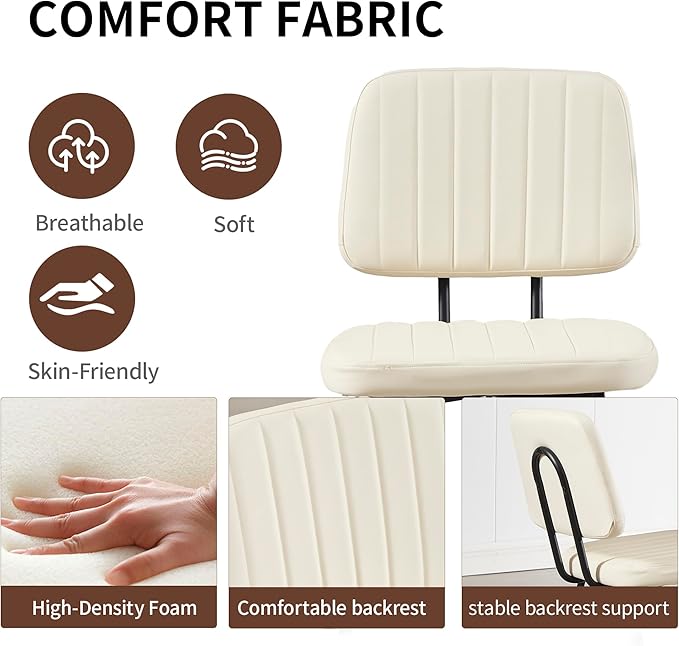 Dining Chairs Set of 2, Faux Leather Upholstered Dining Chairs, Mid Century Modern Kitchen Dining Room Accent Chairs with Curved Backrest and Steel Frame for Living Room, Vanity - White
