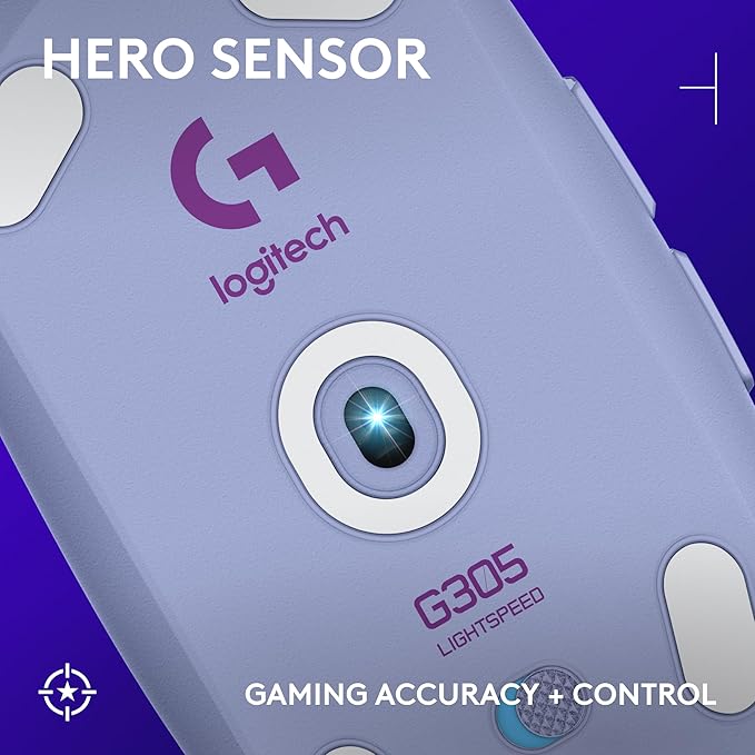 Logitech G305 Lightspeed Wireless Gaming Mouse, Hero Sensor, 12,000 DPI, Lightweight, 6 Programmable Buttons, 250h Battery, On-Board Memory, Compatible with PC, Mac - Lilac