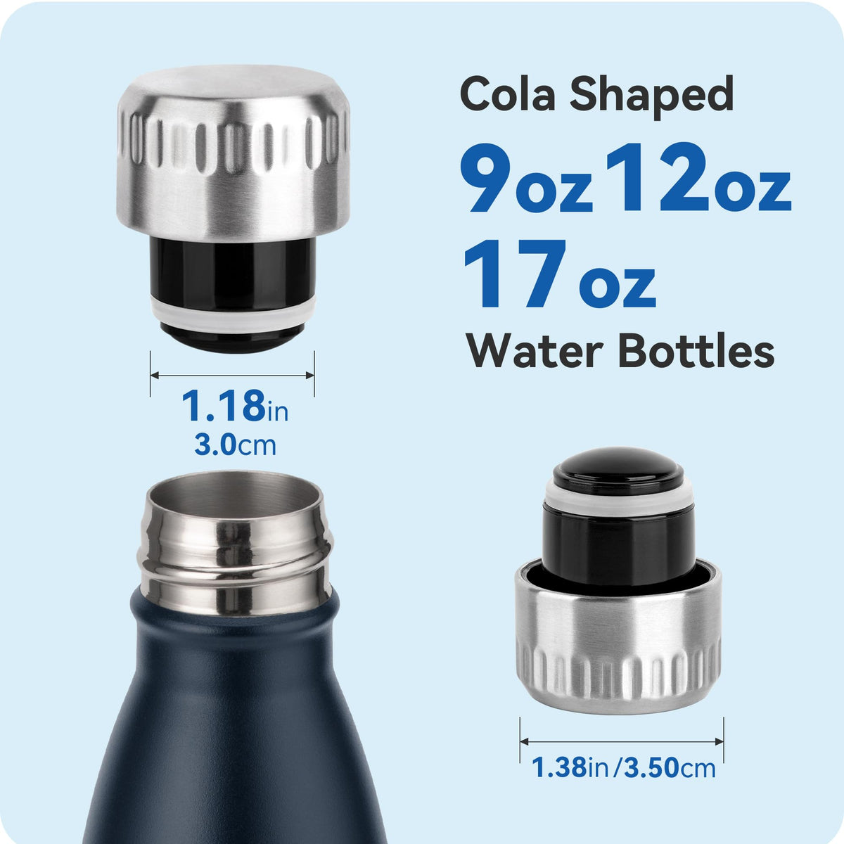 Prurex Replacemet Leak Proof Lid - for Swell, Mollcity, Mira and IRON °FLASK Retro 9/12/17 OZ Cola - Shape Sport Insulated Water Bottles