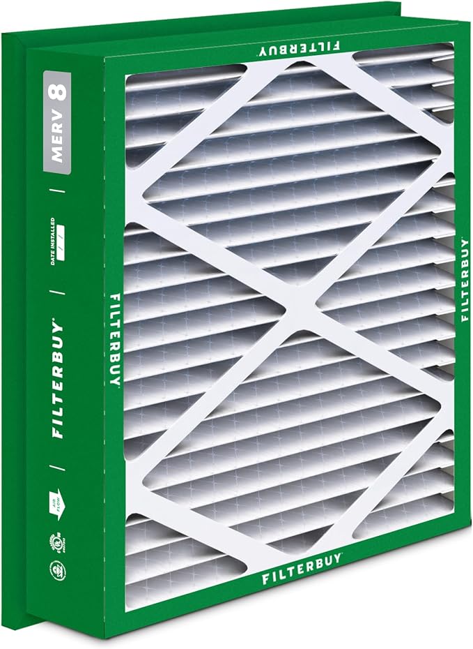 Filterbuy 20x25x5 Air Filter MERV 8 Essential Dust & Allergy Defense,
