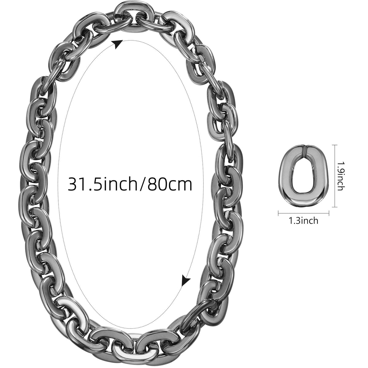LCPQMZGH Jumbo Plastic Chain Necklace Hip Hop Rapper Gold Chain for Party Costume Accessory, 31.5Inch/35.4Inch/39.4Inch