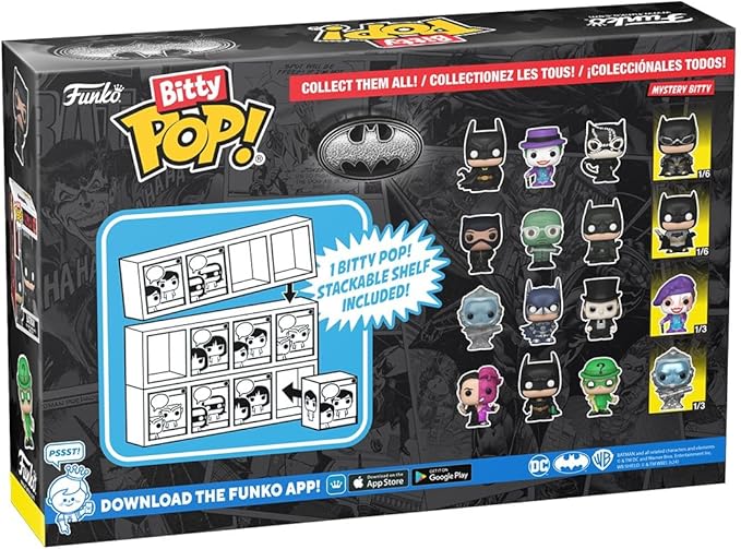 Funko Bitty POP! Batman 85th - Freeze, 4-Pack and A Surprise Mystery Mini Figure - 0.9 Inch (2.2 Cm) - DC Comics Collectable - Stackable Display Shelf Included - Gift Idea - Party Bags Stocking