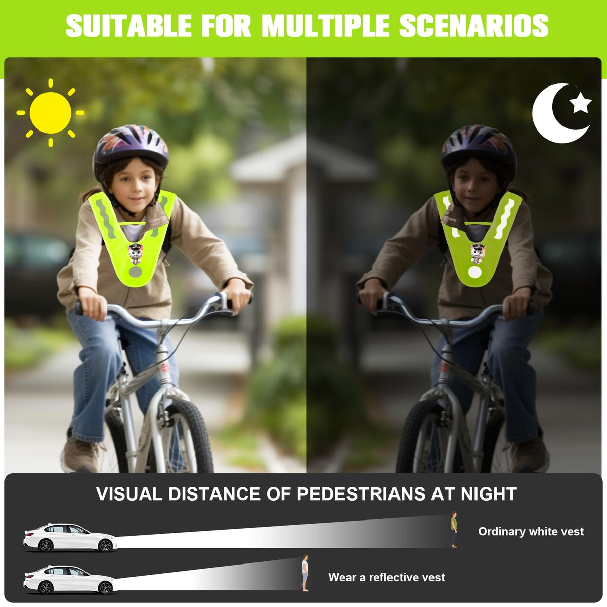 Kids Reflective Vests,High Visibility Child Safety Vests with Reflective Bracelets for Cycling Outdoor