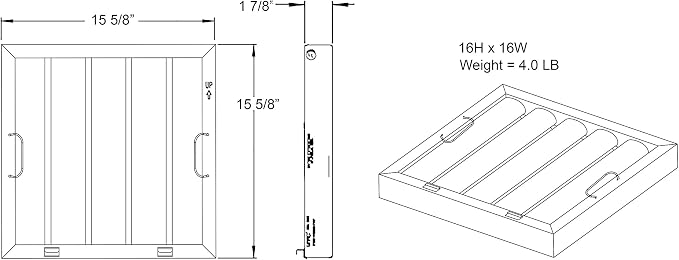 Captive Aire Systems Stainless Steel Restaurant Hood Filter
