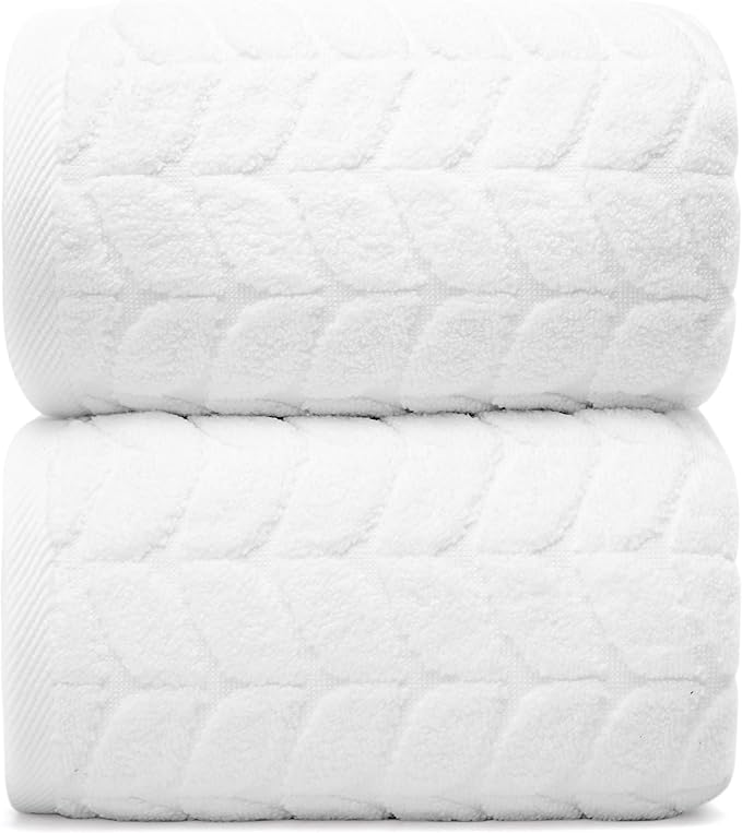 Ultra Soft & Stylish 700 GSM Luxury Bath Sheets | Pack of 2 | Extra Large 35x70 Inches | 100% Zero-Twist, Long-Staple Cotton | Remarkably Absorbent (White)