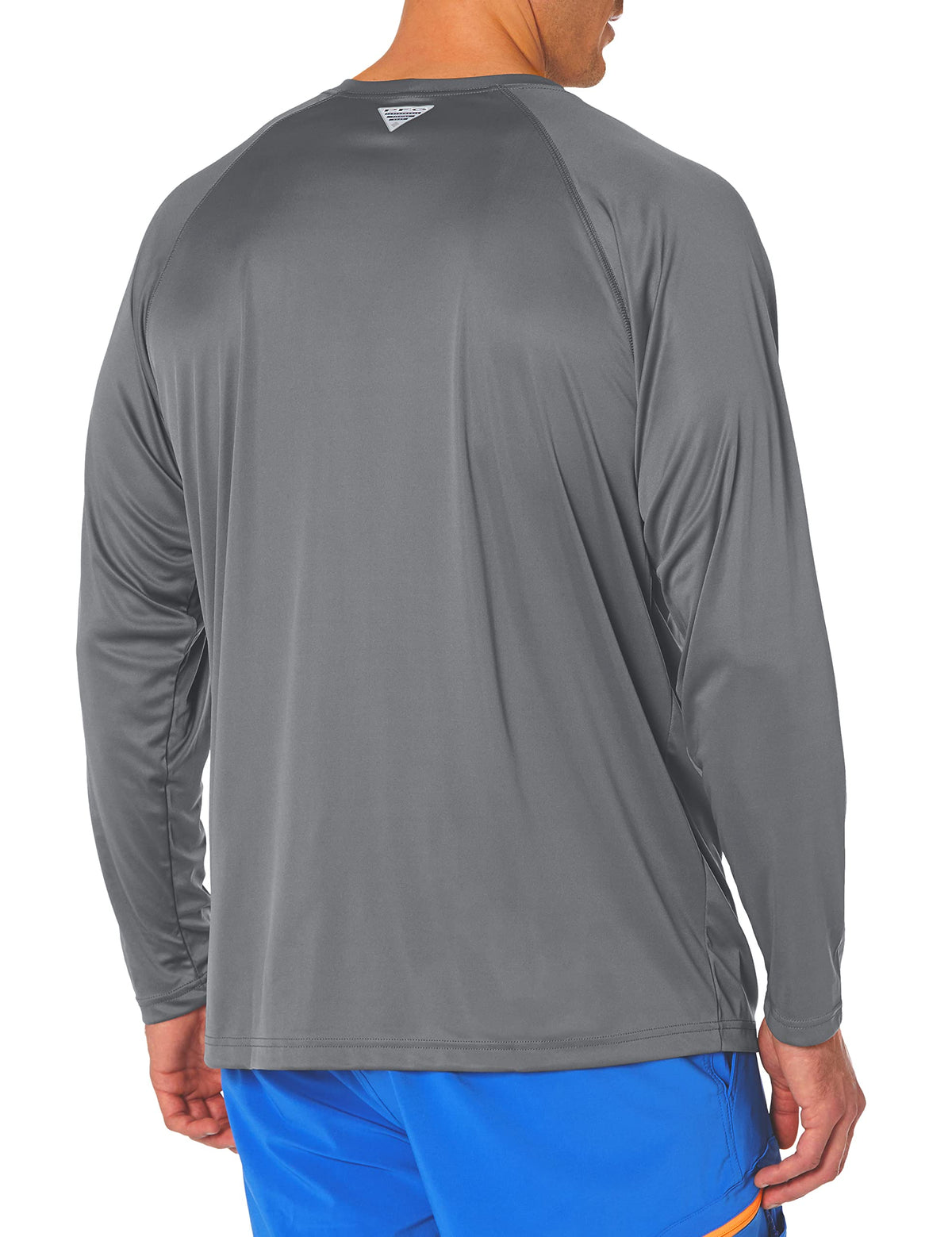 Columbia Men's PFG Terminal Tackle Long Sleeve Fishing Shirt, City Grey/Black Logo, Large Tall