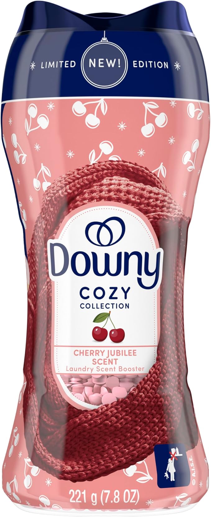 Downy Cozy Collection In-Wash Laundry Scent Booster Beads, Cherry Jubilee Scent, 7.8 oz, Limited Edition Laundry Beads