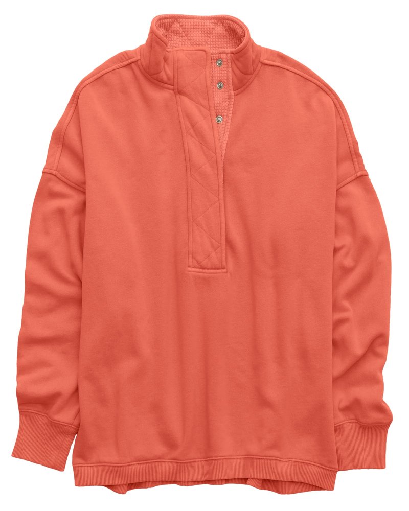 Gacaky Sweatshirt for Women Oversized Casual Long Sleeve Button Henley Neck Pullover Tops Fashion Outfits Clothes Orange XL