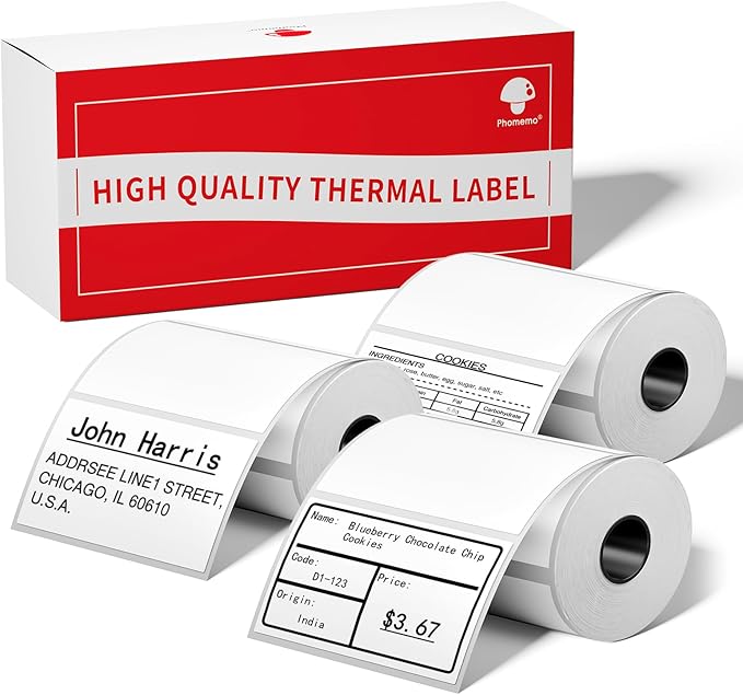 [3x230 pcs] Phomemo Original Labels for M110 M100 M220 M221 M120 M200, 1.97'' x 1.18''(50x30mm), 3 Rolls, 230 Labels/Roll, Square, White, Also Support Phomemo Shipping Printer for Barcode, Address