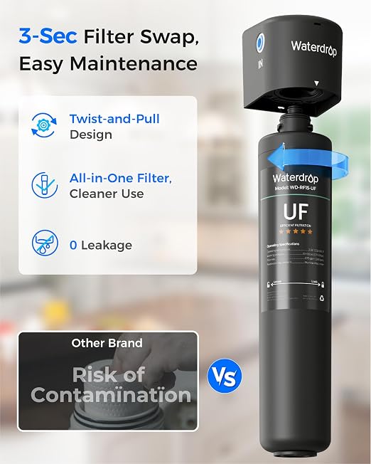 Waterdrop 15UB-UF 0.01 μm Ultra Filtration Under Sink Water Filter System