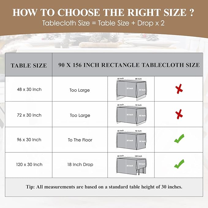 Rectangular Tablecloth 90x156 Inch 6 Pack Ivory Table Cloths for 8ft Stain Resistant Decorative Washable Polyester Rectangle Tablecloths for Dining Table Banquets Buffet Parties and Wedding