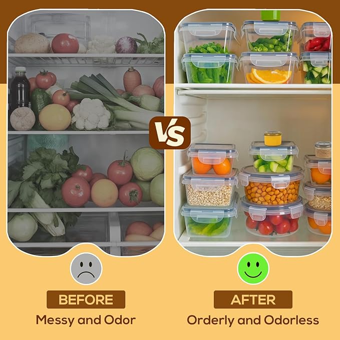 50PCS Thick Food Storage Containers with Airtight Lids for Meal Prep