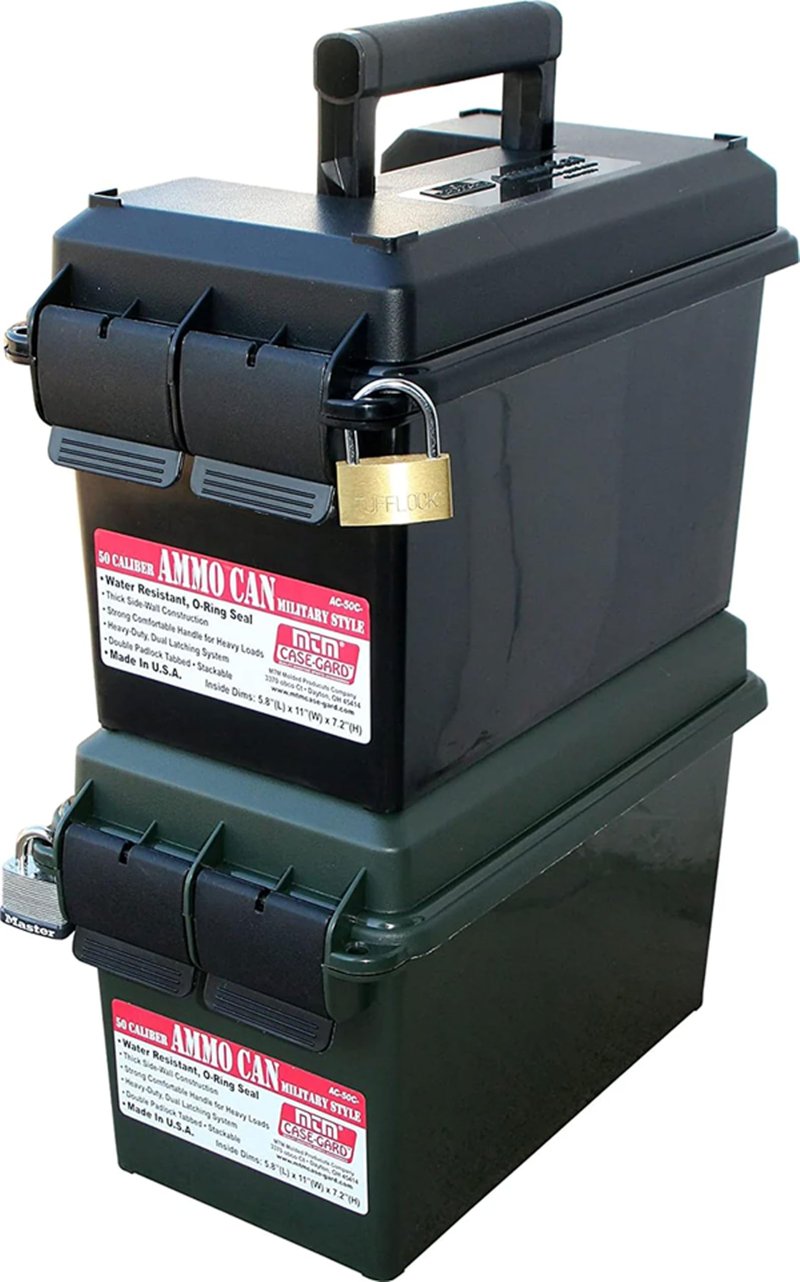MTM AC50C-40 Ammo Can, 50-Caliber, Heavy-Duty Dual Latching System, Rugged Polypropylene Plastic, O-Ring Seal System, Water Resistant, Bulk Ammo Storage, USA Made, Black