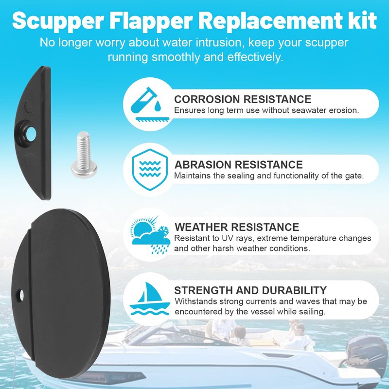 1-3/4" Boat Scupper Flapper Replacement - for Boats Stainless Steel and Plastic Thru Hull Scuppers Scupper Valves Repair Kit - 2 Pcs