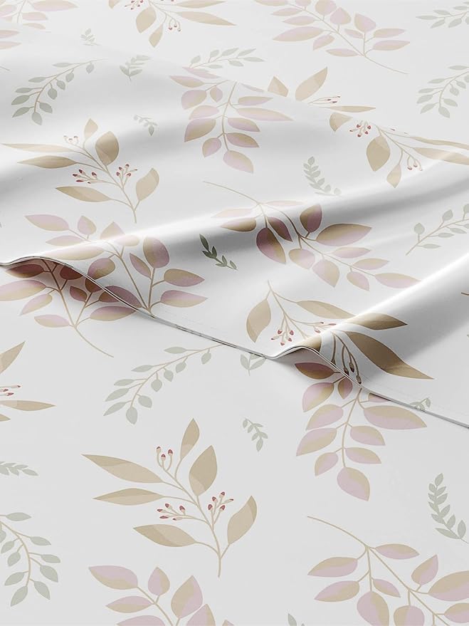 Kids Leaves Queen 4 Piece Sheet Set - Boys, Girls, Teens, Toddler - Easy Fit Deep Pockets - Breathable, Hotel Quality Bedding Sheets - Machine Washable - Wrinkle Free - Cute, Cozy, Soft - CGK Linens