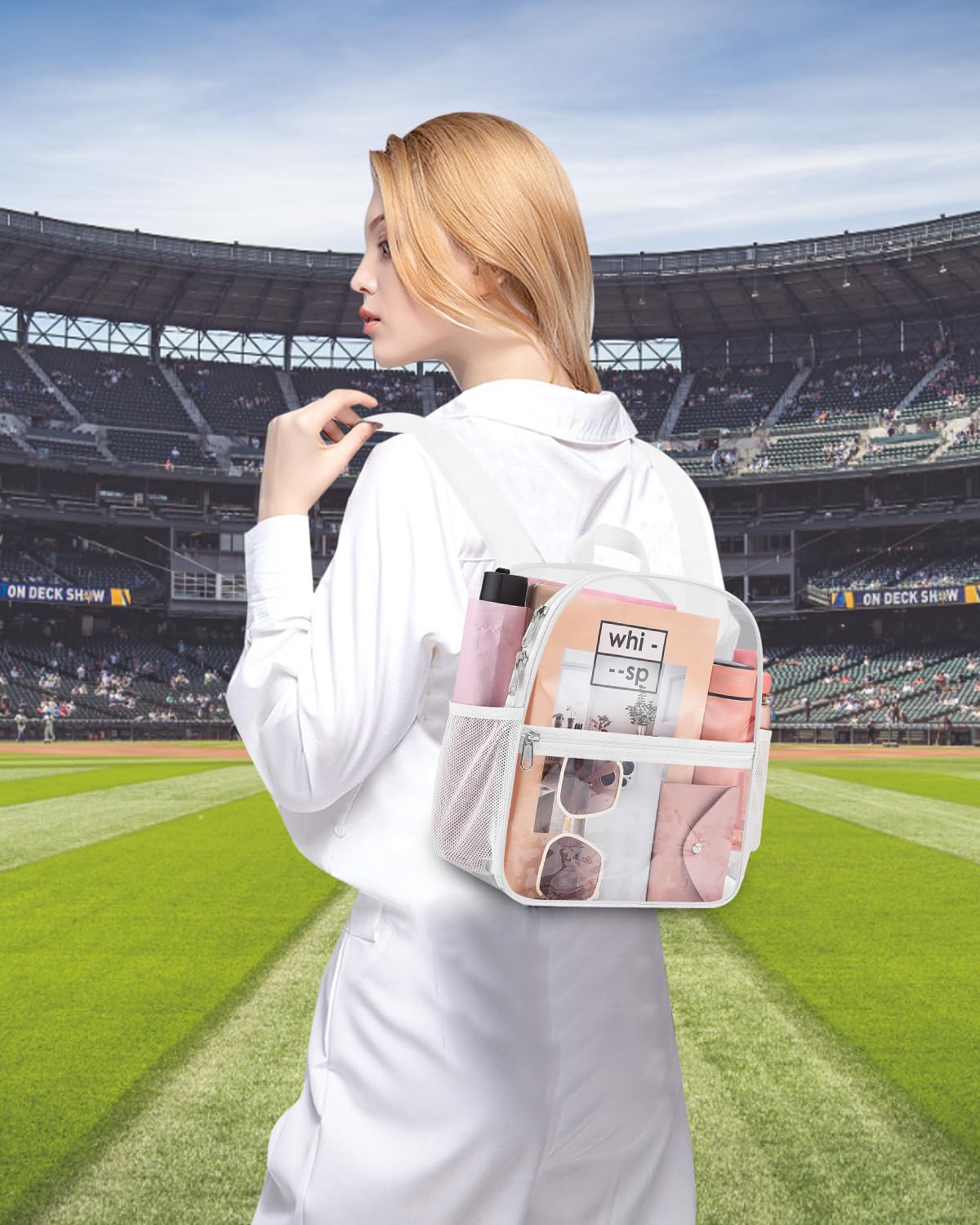 UEASE Clear Backpack for Stadium Events, 12x12x6 Small Clear Plastic bag with Reinforced Straps for Game Security Festival Concert