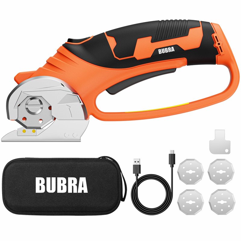 Cordless Electric Scissors for Cardboard Cutter with 4 SK5 Blades, 4V Rechargeable Electric Box Cutters, Powerful Power Shears Cutting Tool for Fabric, Carpet, Leather