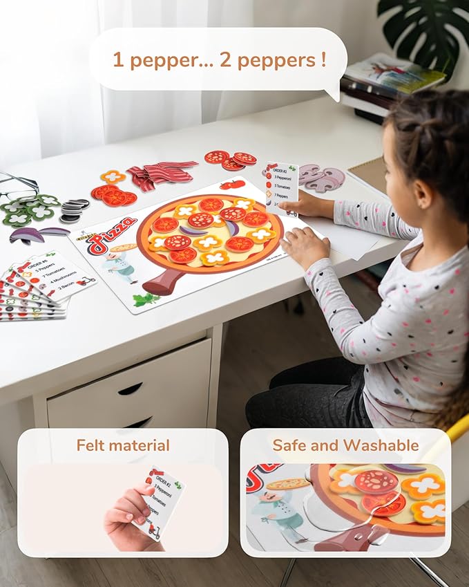 CHEFAN Pizza Counting Toddler Toys, Toddler Number Learning Toys, Preschool Math Games, Manipulatives for Preschool