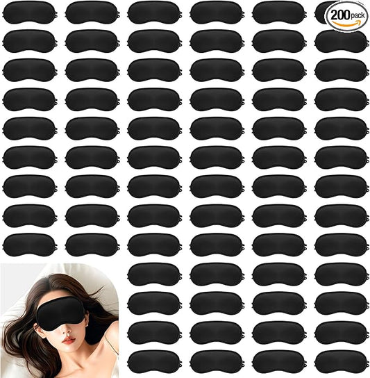 200 Pack Bulk Eye Mask Sleeping Blindfold Eye Cover with Adjustable Strap for Games Party Team Building Travel Individually Wrapped Sleep Eye Cover for Women Men
