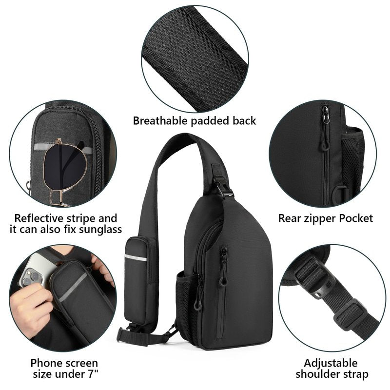 LarKoo CCW Sling Chest Bag - Tactical Crossbody Backpack for Concealed Carry with Hidden Holster Compartment | Mid-Zip Gun Pocket, Water-Resistant