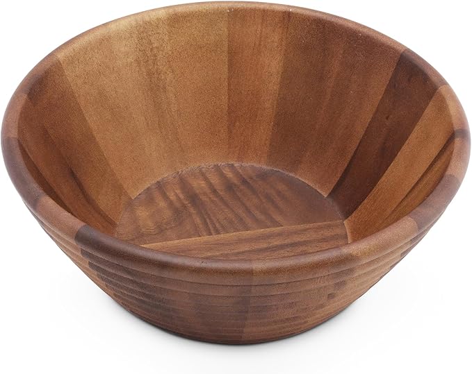 Ironwood Gourmet Acacia Wood Beehive Salad Bowl, Large 12" Fruit and Salad Serving Bowl