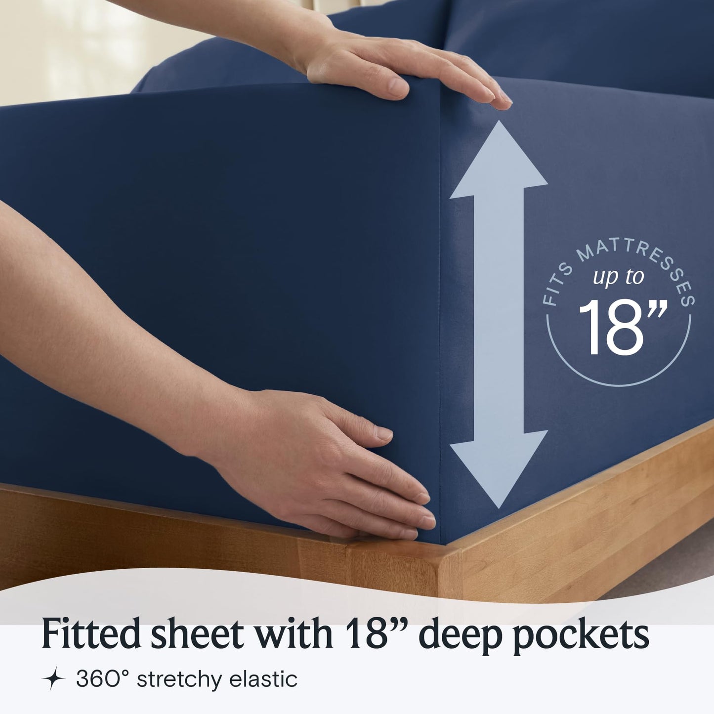 LuxClub Bed Linen Set, 6Pcs King Microfiber Sheets, Deep Pocket Cooling Breathable Hotel Bedding, Navy